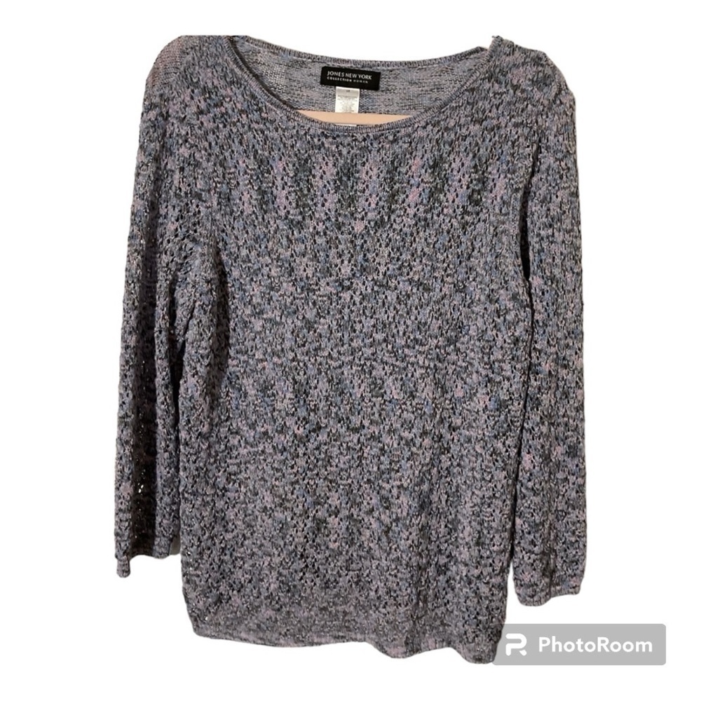 Jones New York Multicolor Knit Sweater Soft Scoop Neck 0X